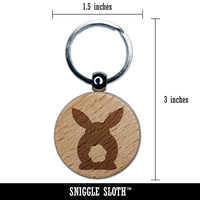 Bunny Rabbit Butt from Behind with Legs Easter Engraved Wood Round Keychain Tag Charm