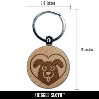 Dog Inside of Heart Love Engraved Wood Round Keychain Tag Charm