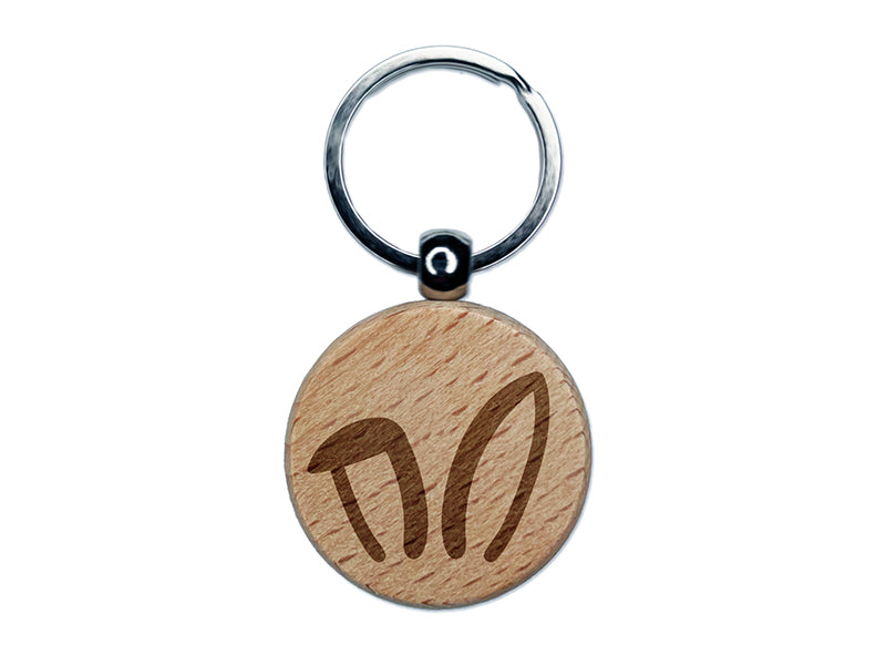 Easter Bunny Ears Engraved Wood Round Keychain Tag Charm