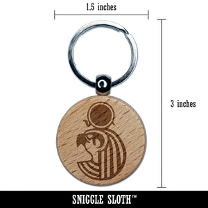 Ra Head Egyptian God of the Sun Engraved Wood Round Keychain Tag Charm