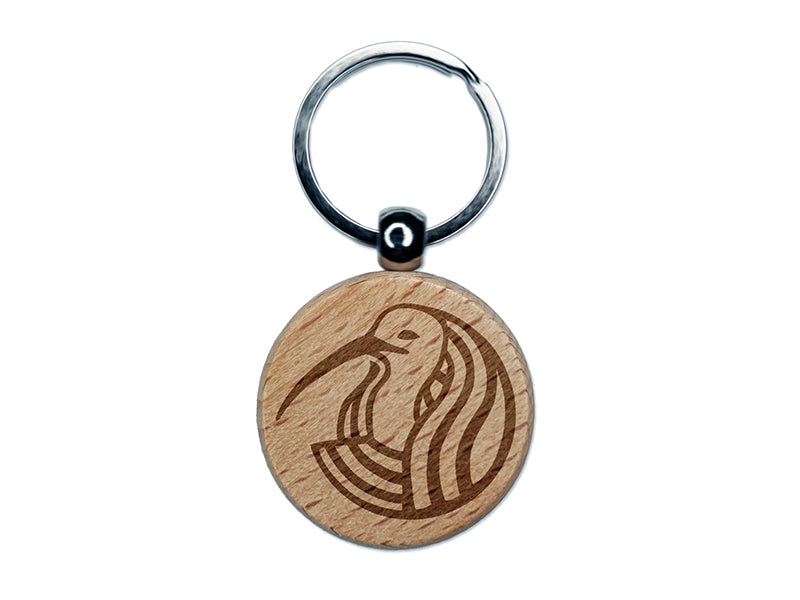 Thoth Head Egyptian God of Knowledge Engraved Wood Round Keychain Tag Charm