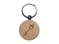 Marshmallow on a Stick S'mores Camping Doodle Engraved Wood Round Keychain Tag Charm