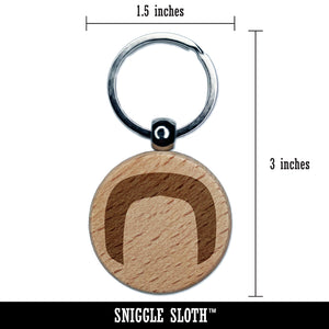 Horseshoe Mustache Moustache Silhouette Engraved Wood Round Keychain Tag Charm