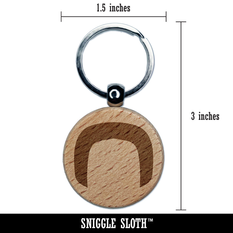 Horseshoe Mustache Moustache Silhouette Engraved Wood Round Keychain Tag Charm