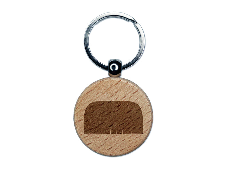 Toothbrush Mustache Moustache Silhouette Engraved Wood Round Keychain Tag Charm