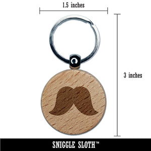 Walrus Mustache Moustache Silhouette Engraved Wood Round Keychain Tag Charm