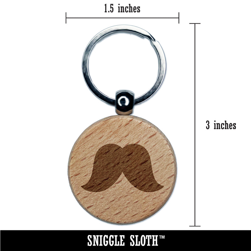 Walrus Mustache Moustache Silhouette Engraved Wood Round Keychain Tag Charm