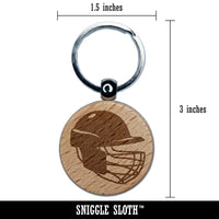 Cricket Sport Helmet Engraved Wood Round Keychain Tag Charm