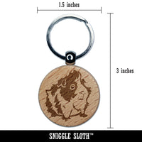 Cute and Hairy Abyssinian Guinea Pig Engraved Wood Round Keychain Tag Charm