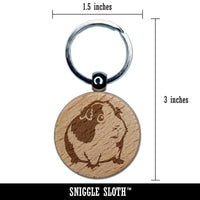 Cute Spotted Guinea Pig Engraved Wood Round Keychain Tag Charm