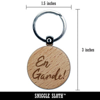 En Garde French Fencing Fencer Direction Engraved Wood Round Keychain Tag Charm