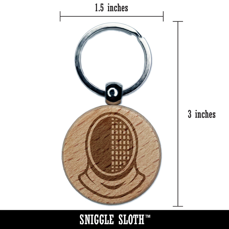 Fencer Fencing Mask Helmet Engraved Wood Round Keychain Tag Charm