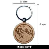 Full Moon Phase Engraved Wood Round Keychain Tag Charm