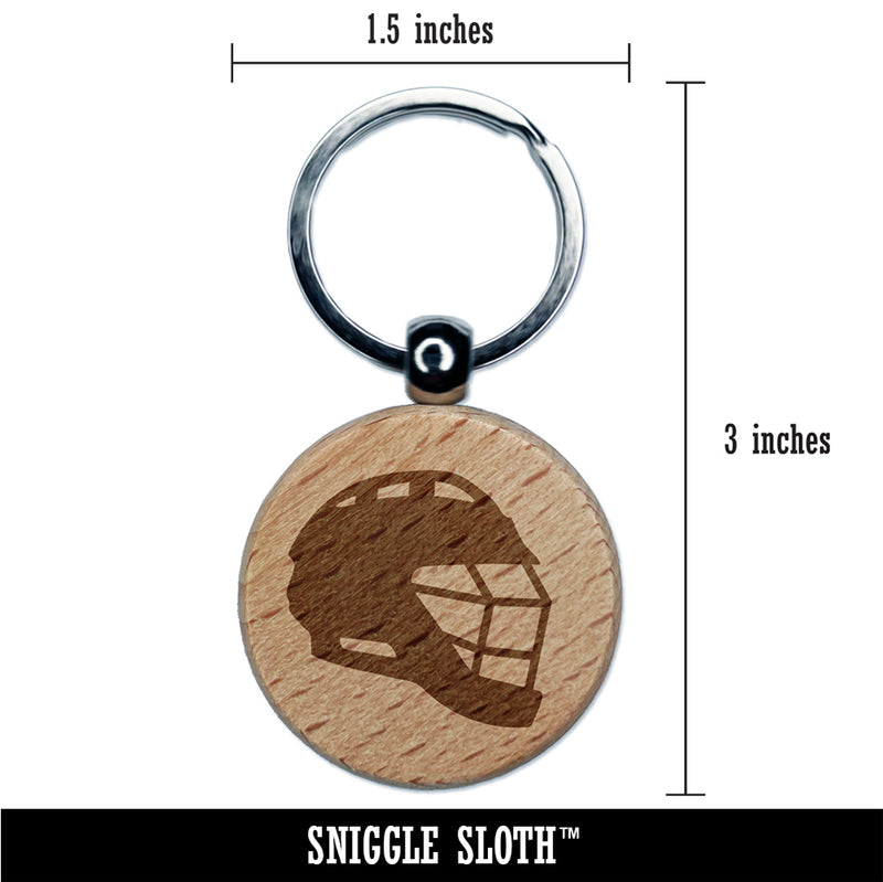 Lacrosse Helmet Engraved Wood Round Keychain Tag Charm