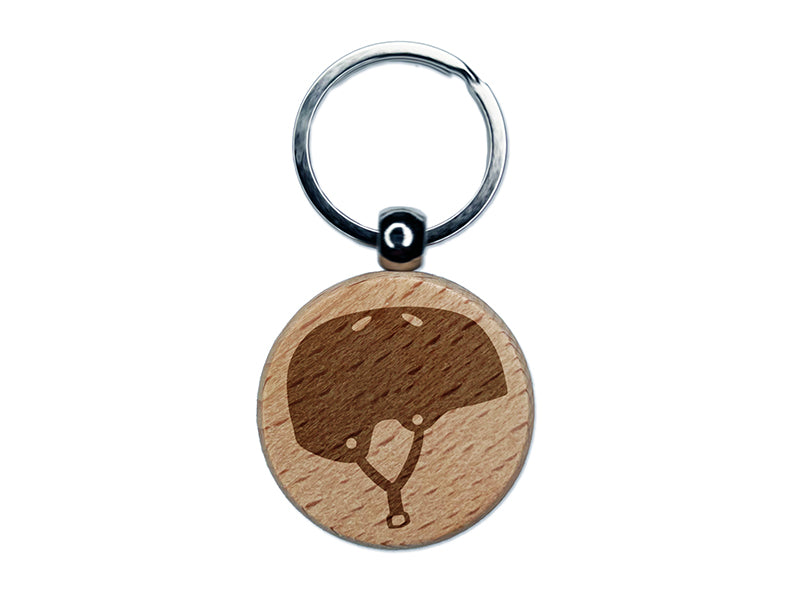 Skateboarding Sports Helmet Engraved Wood Round Keychain Tag Charm