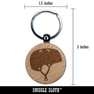 Skateboarding Sports Helmet Engraved Wood Round Keychain Tag Charm