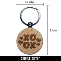 XOXO with Hearts and Love Engraved Wood Round Keychain Tag Charm