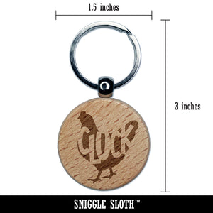 Chicken Hen Cluck Farm Animal Engraved Wood Round Keychain Tag Charm