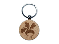 Radish Garden Vegetable Engraved Wood Round Keychain Tag Charm
