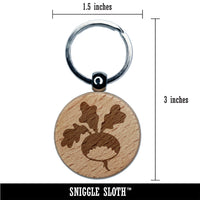Radish Garden Vegetable Engraved Wood Round Keychain Tag Charm