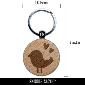 Baby Chick Bird with Hearts Spring Summer Engraved Wood Round Keychain Tag Charm