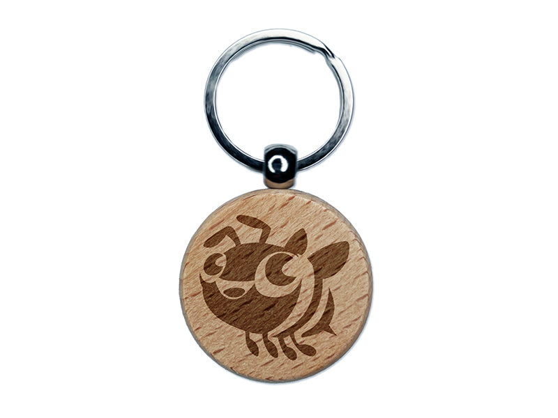 Cute Cartoon Honey Bee Bumblebee Engraved Wood Round Keychain Tag Charm