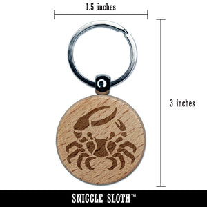 Fiddler Crab Crustacean with Large Claw Engraved Wood Round Keychain Tag Charm