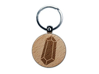 Geometric Crystal Gem Rock Engraved Wood Round Keychain Tag Charm