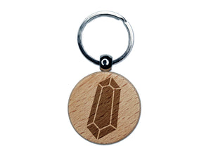 Geometric Crystal Gem Rock Engraved Wood Round Keychain Tag Charm