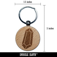 Geometric Crystal Gem Rock Engraved Wood Round Keychain Tag Charm