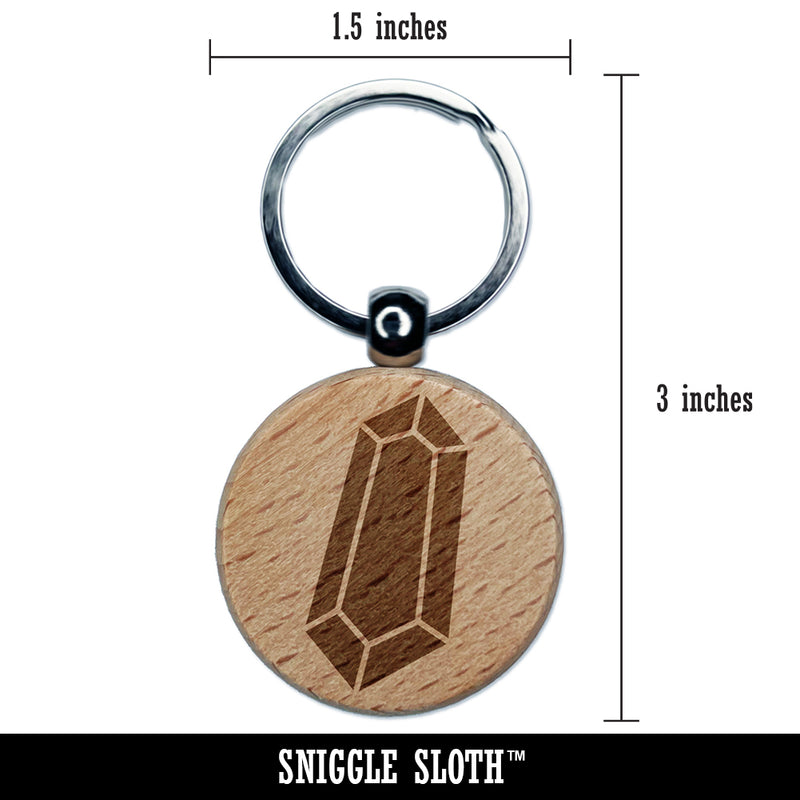 Geometric Crystal Gem Rock Engraved Wood Round Keychain Tag Charm