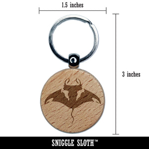 Manta Ray Devilfish Sea Ocean Creature Engraved Wood Round Keychain Tag Charm