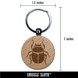 Scarab Beetle Insect Bug Engraved Wood Round Keychain Tag Charm