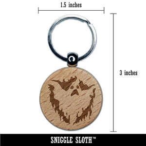 Spooky Ghost Creepy Halloween Spirit Engraved Wood Round Keychain Tag Charm