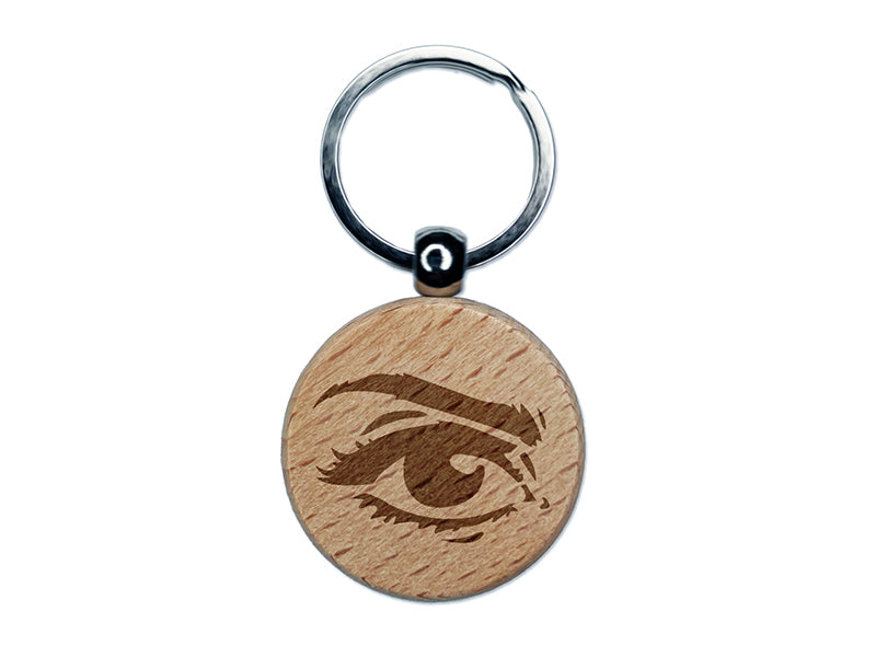 Woman's Left Eye with Eyebrow Mascara and Eye Shadow Engraved Wood Round Keychain Tag Charm