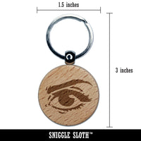 Woman's Right Eye with Eyebrow Mascara and Eye Shadow Engraved Wood Round Keychain Tag Charm
