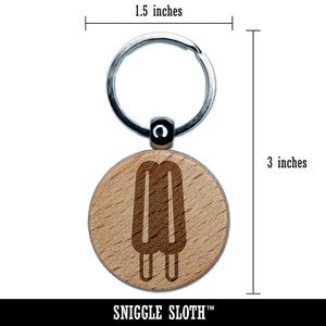 Double Ice Cream Bar Frozen Treat Popsicle Engraved Wood Round Keychain Tag Charm