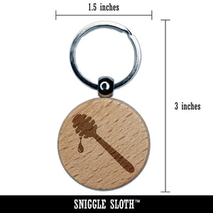 Honey Dipper Engraved Wood Round Keychain Tag Charm