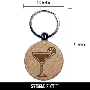 Margarita Cocktail with Lime Engraved Wood Round Keychain Tag Charm