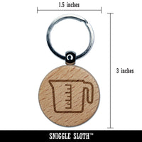 Measuring Cup Baking Cooking Engraved Wood Round Keychain Tag Charm