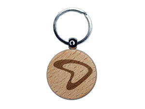 Retro Boomerang Engraved Wood Round Keychain Tag Charm