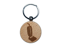 Upright Vacuum Cleaner Cleaning Engraved Wood Round Keychain Tag Charm