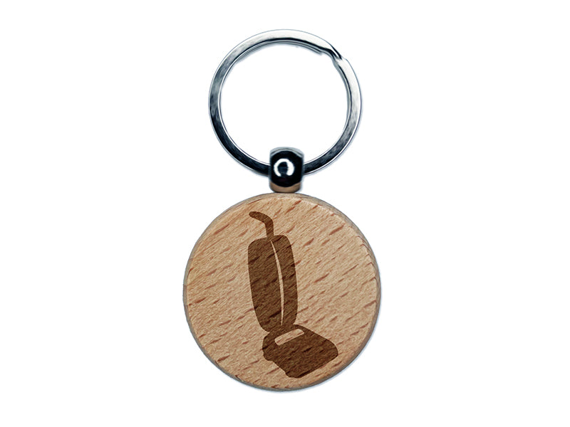 Upright Vacuum Cleaner Cleaning Engraved Wood Round Keychain Tag Charm