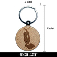 Upright Vacuum Cleaner Cleaning Engraved Wood Round Keychain Tag Charm