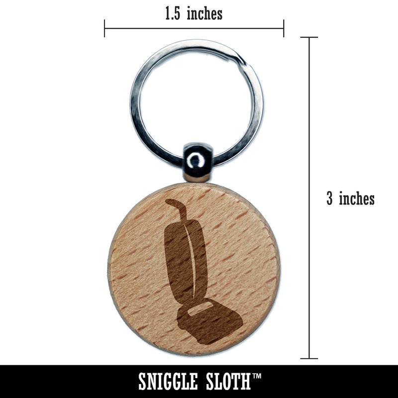 Upright Vacuum Cleaner Cleaning Engraved Wood Round Keychain Tag Charm