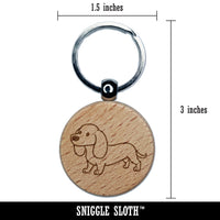 Dachshund Standing Wiener Dog Engraved Wood Round Keychain Tag Charm