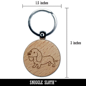 Dachshund Standing Wiener Dog Engraved Wood Round Keychain Tag Charm