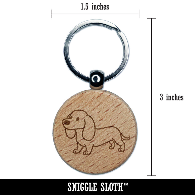 Dachshund Standing Wiener Dog Engraved Wood Round Keychain Tag Charm