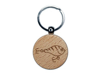 Fishing Lure Bait Engraved Wood Round Keychain Tag Charm