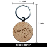 Fishing Lure Bait Engraved Wood Round Keychain Tag Charm